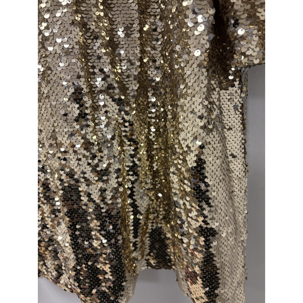 NWT "Lucky & Blessed Women's Tunic/Top Gold Sequins Sz Large Holiday Glam - Picture 6 of 11